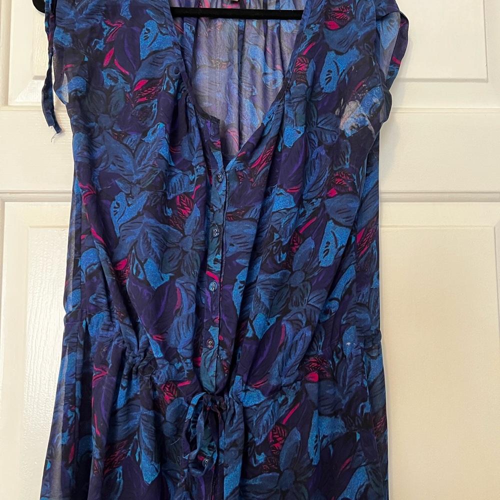 Ecote Blue and Pink Patterned Dress